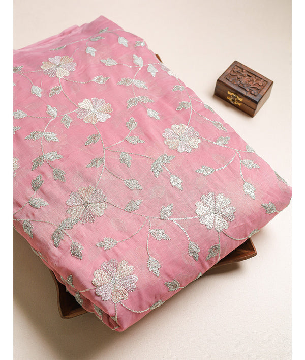 MALAI CHANDERI EMBROIDERED FABRIC