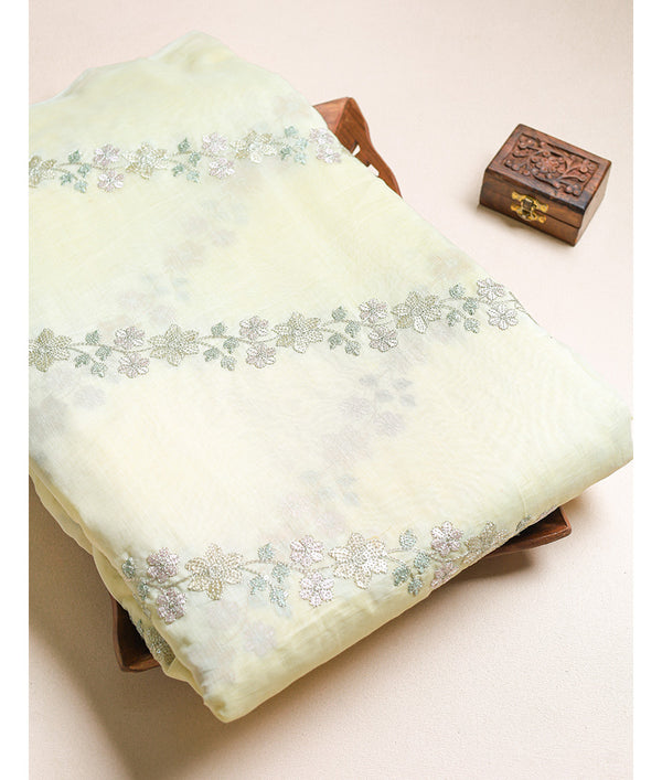 MALAI CHANDERI EMBROIDERED FABRIC