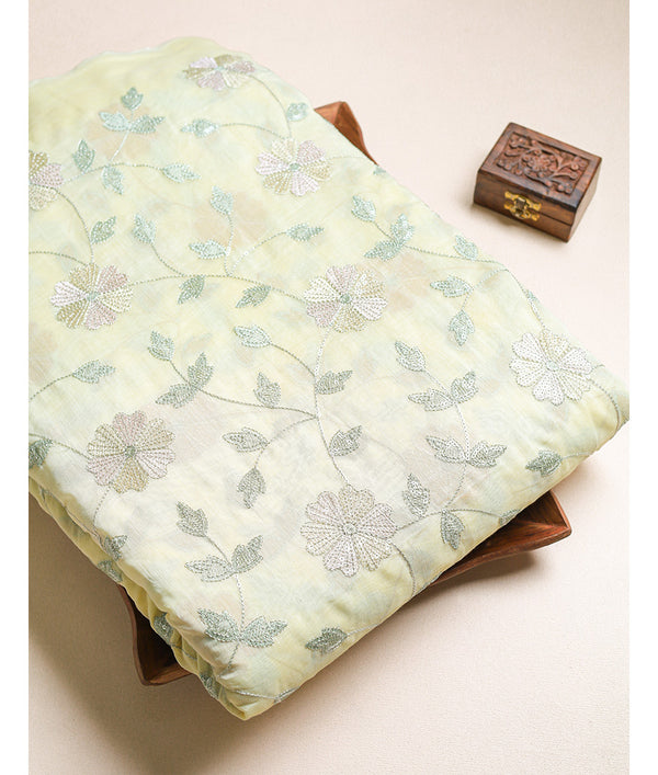MALAI CHANDERI EMBROIDERED FABRIC