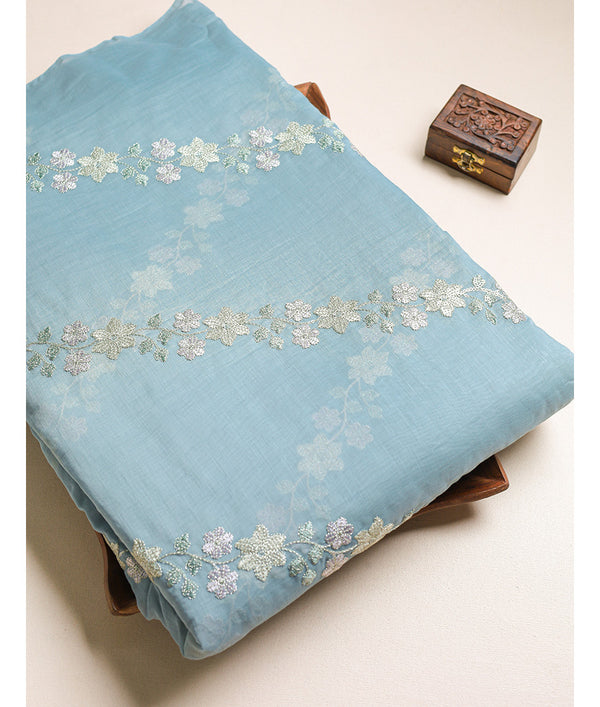 MALAI CHANDERI EMBROIDERED FABRIC