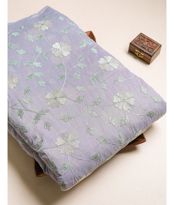 MALAI CHANDERI EMBROIDERED FABRIC