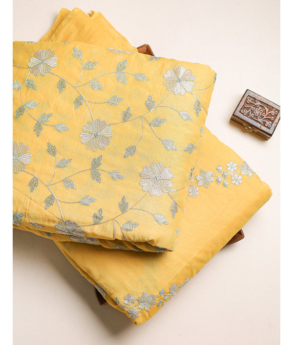 PURE MALAI CHANDERI EMBROIDERED SET