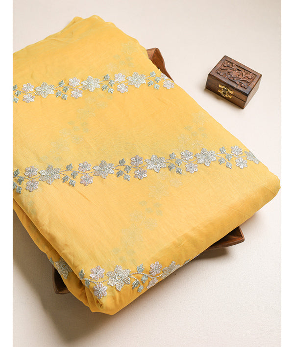 MALAI CHANDERI EMBROIDERED FABRIC