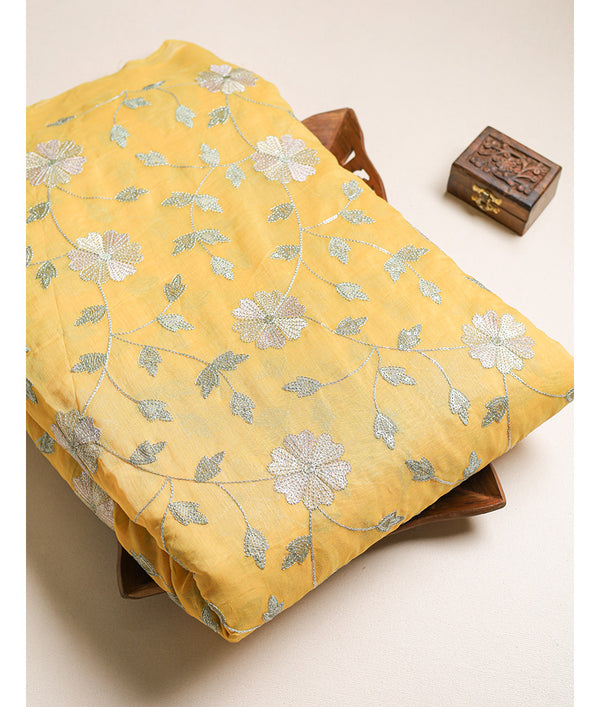 MALAI CHANDERI EMBROIDERED FABRIC