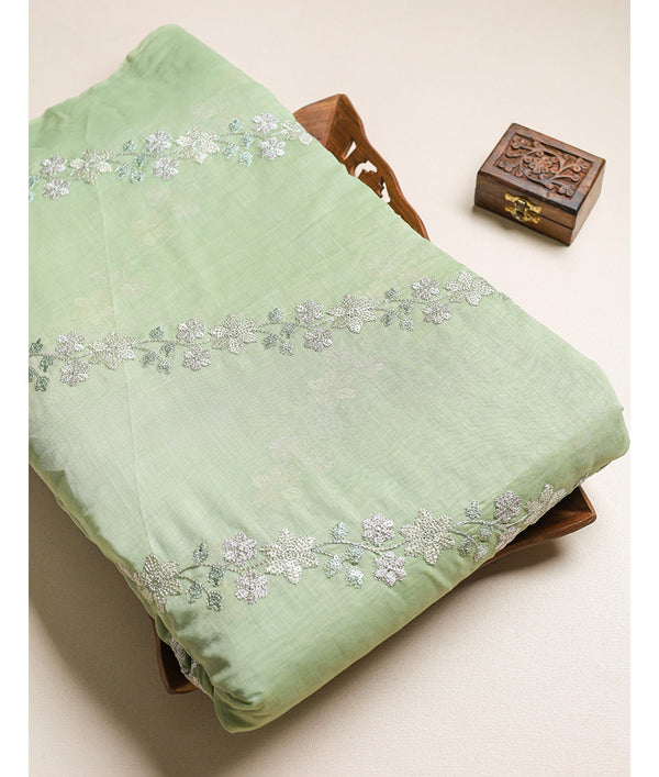 MALAI CHANDERI EMBROIDERED FABRIC