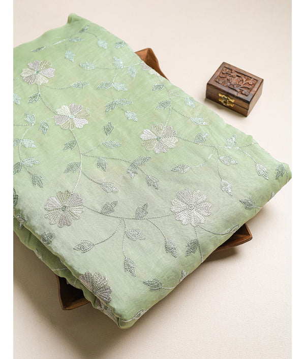 MALAI CHANDERI EMBROIDERED FABRIC