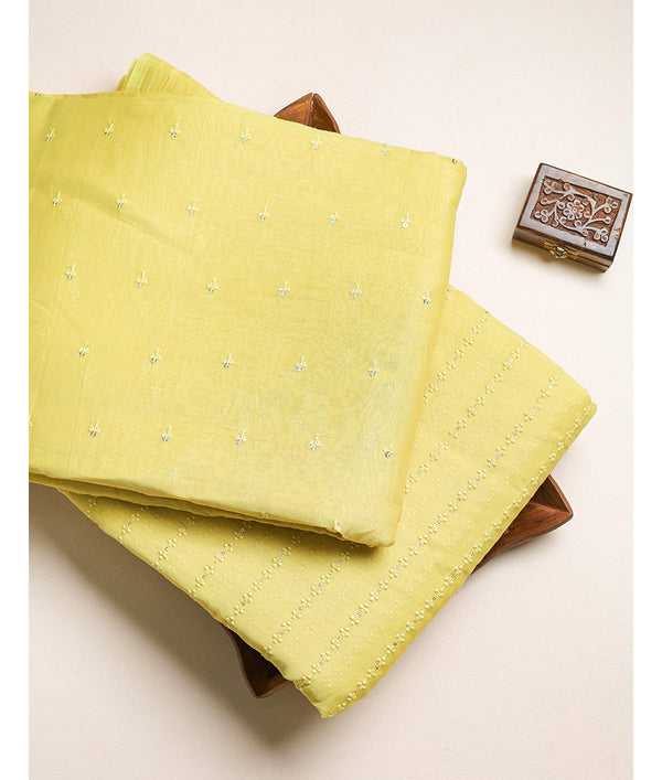 MALAI CHANDERI EMBROIDERED FABRIC