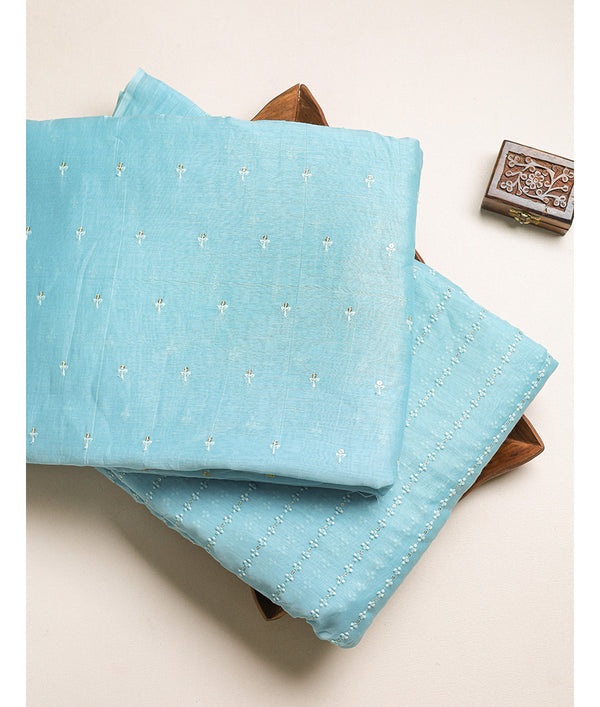 MALAI CHANDERI EMBROIDERED FABRIC