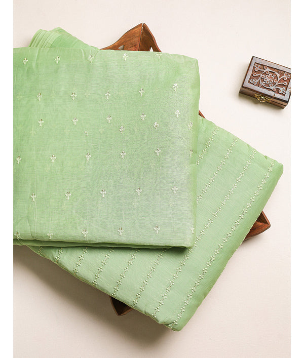MALAI CHANDERI EMBROIDERED FABRIC