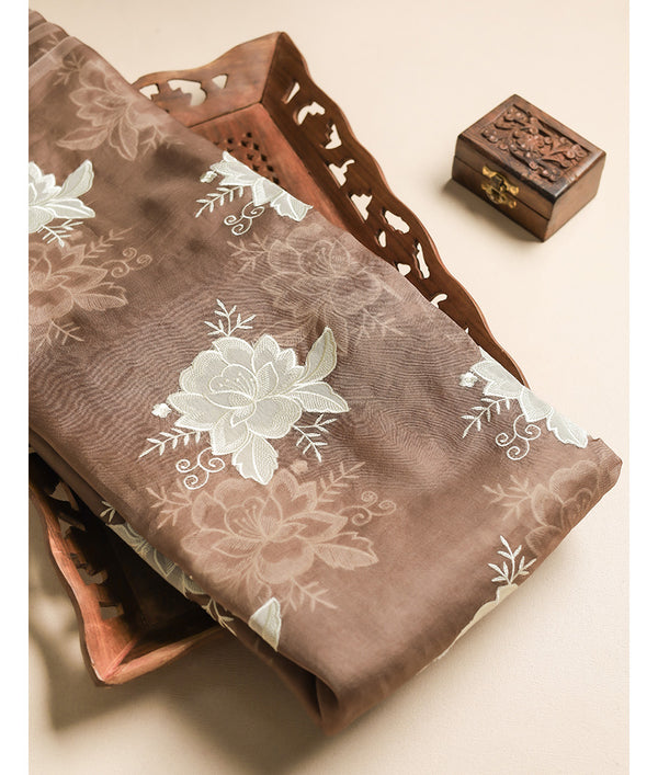 PURE ORGANZA APPLIQUE WORK FABRIC