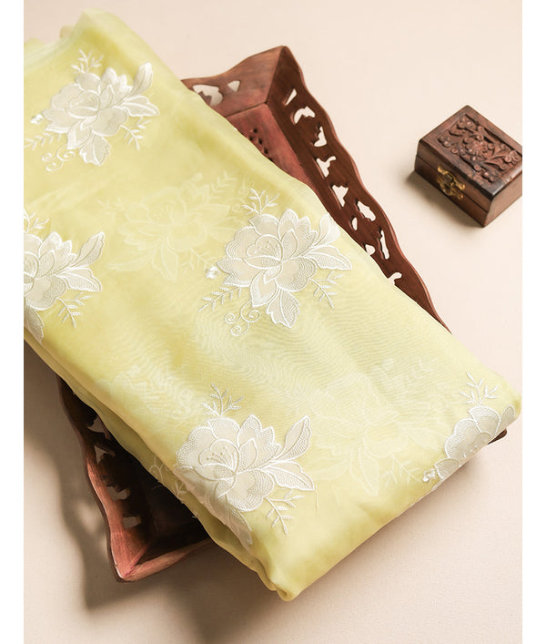 PURE ORGANZA APPLIQUE WORK FABRIC