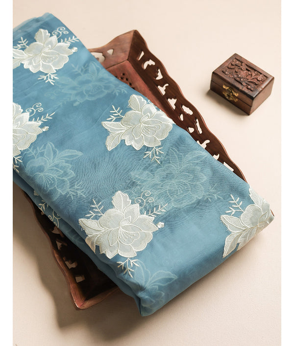 PURE ORGANZA APPLIQUE WORK FABRIC