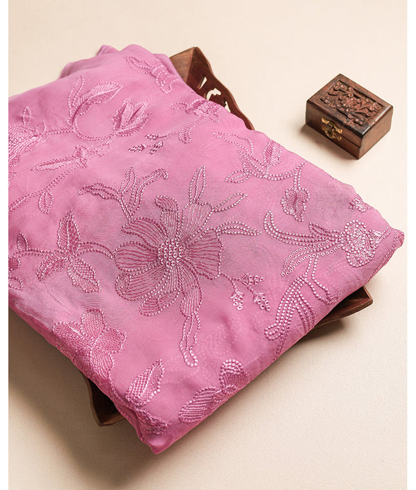 ORGANZA SILK EMBROIDERED FABRIC