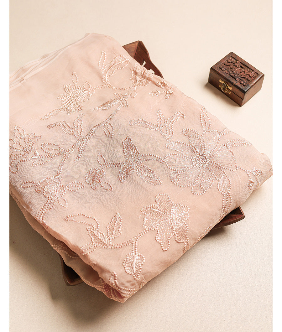 ORGANZA SILK EMBROIDERED FABRIC