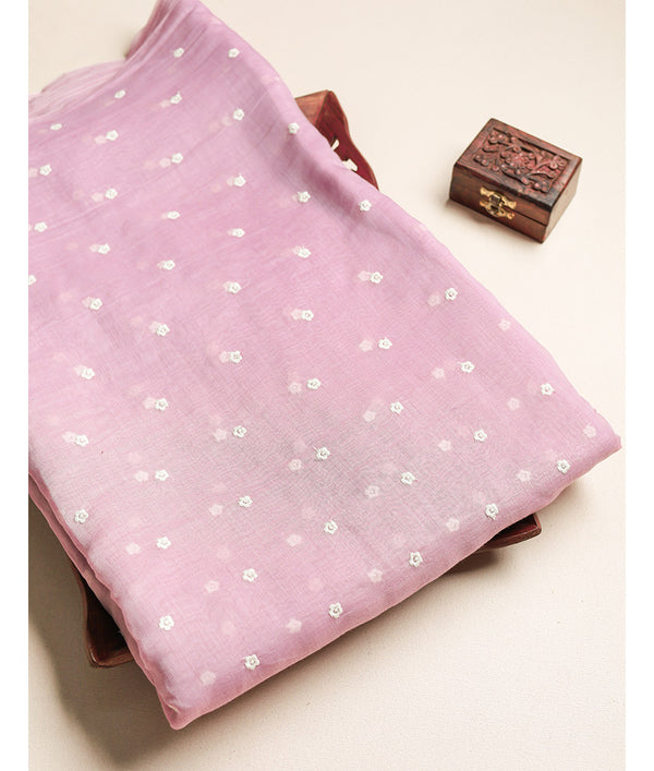 MUL CHANDERI EMBROIDERED FABRIC