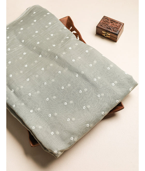 MUL CHANDERI EMBROIDERED FABRIC