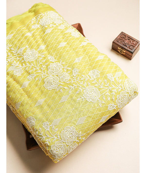 MUL CHANDERI EMBROIDERED FABRIC