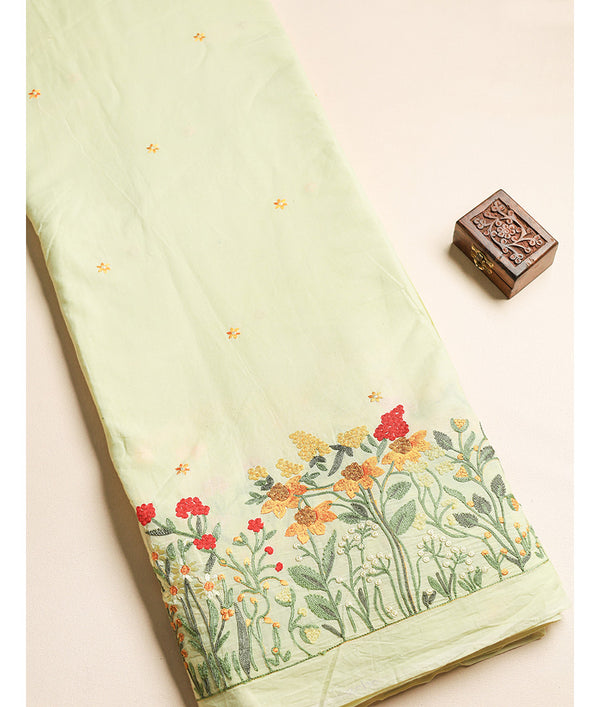 MUL CHANDERI EMBROIDERED FABRIC