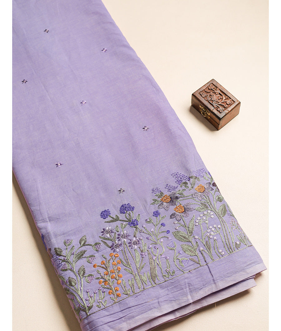 MUL CHANDERI EMBROIDERED FABRIC