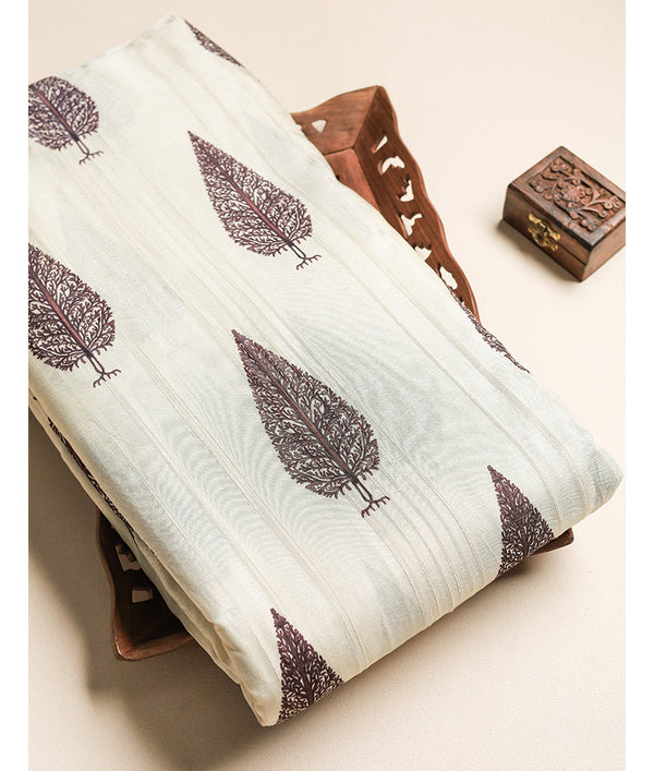 SEMI TUSSAR SLUB PRINTED FABRIC