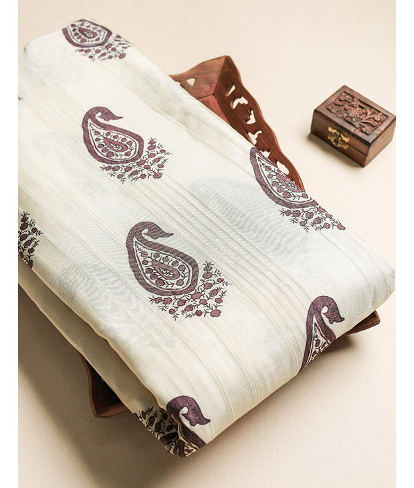 SEMI TUSSAR SLUB PRINTED FABRIC