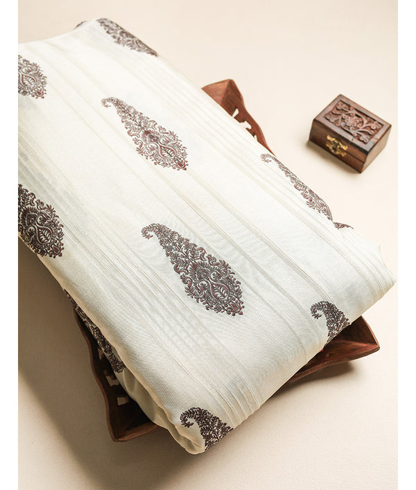 SEMI TUSSAR SLUB PRINTED FABRIC