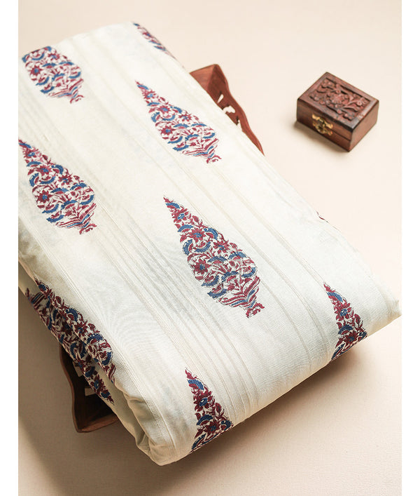 SEMI TUSSAR SLUB PRINTED FABRIC