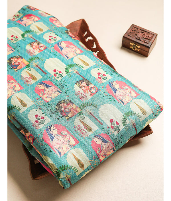 SEMI TUSSAR PRINTED FABRIC