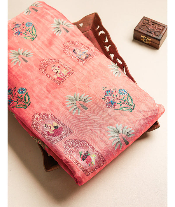 SEMI TUSSAR PRINTED FABRIC