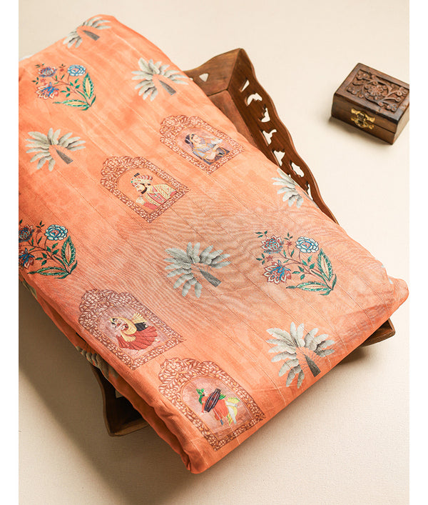 SEMI TUSSAR PRINTED FABRIC