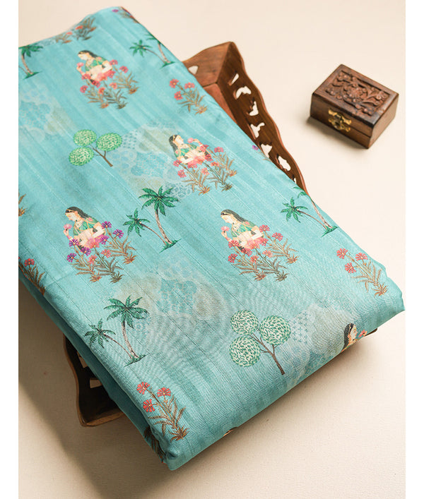 SEMI TUSSAR PRINTED FABRIC