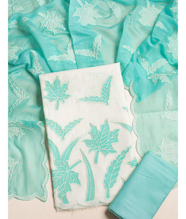 MALAI CHANDERI APPLIQUE WORK SUIT SET