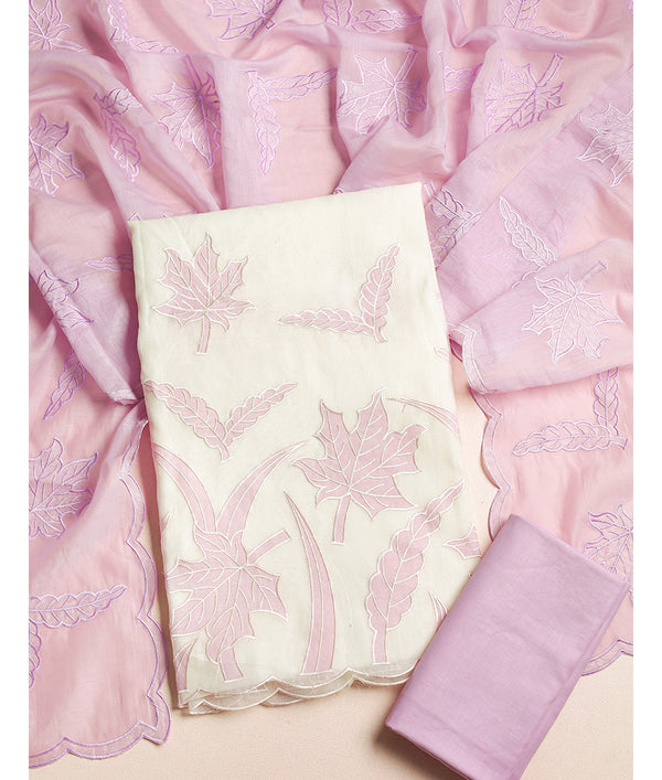 MALAI CHANDERI APPLIQUE WORK SUIT SET