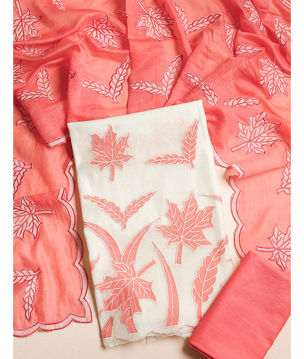 MALAI CHANDERI APPLIQUE WORK SUIT SET
