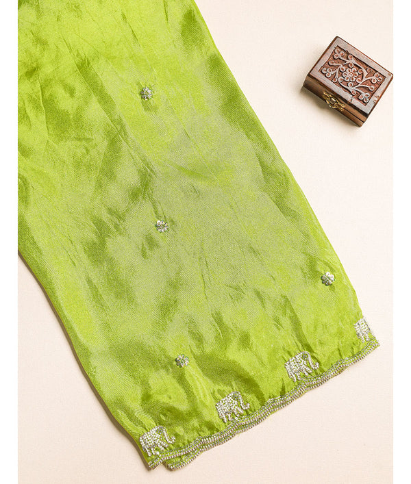TISSUE SILK ELEPHANT EMBROIDERY FABRIC