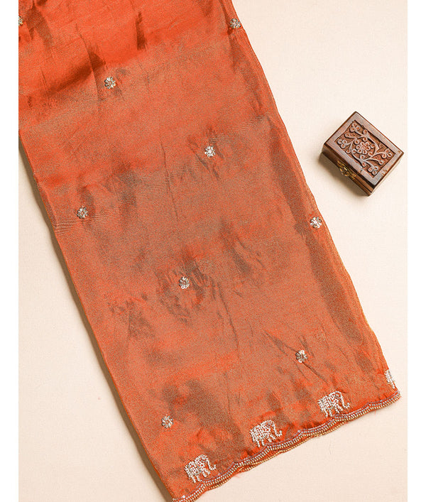 TISSUE SILK ELEPHANT EMBROIDERY FABRIC