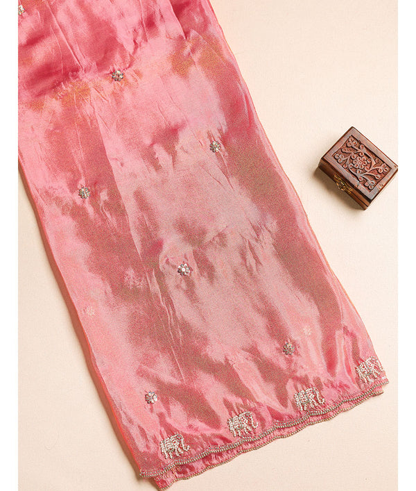 TISSUE SILK ELEPHANT EMBROIDERY FABRIC