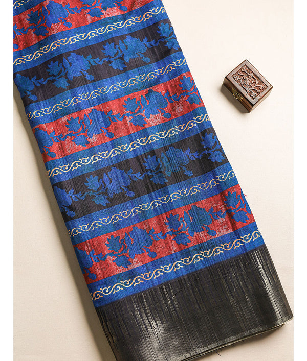 Semi tussar Temple border fabric