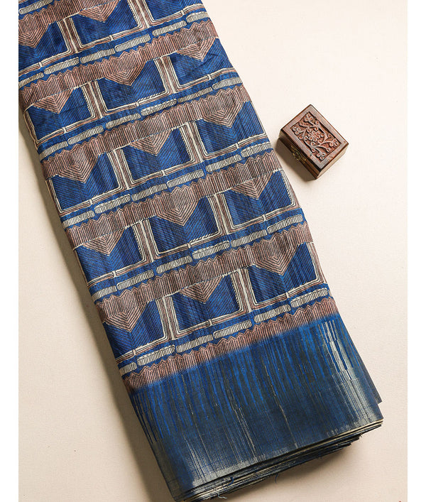 Semi tussar Temple border fabric