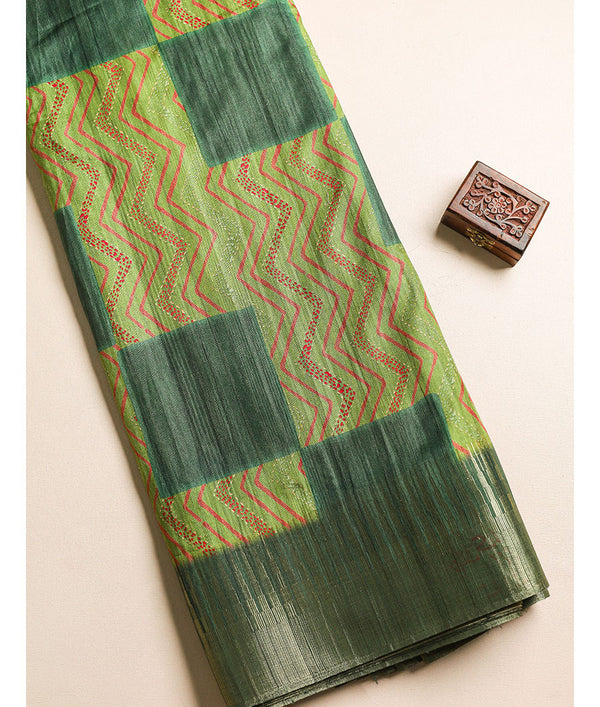 Semi tussar Temple border fabric