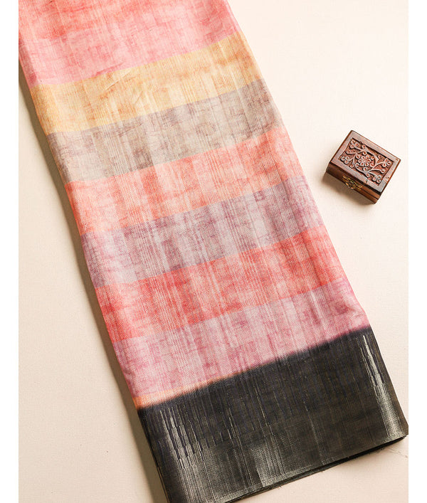 Semi tussar Temple border fabric