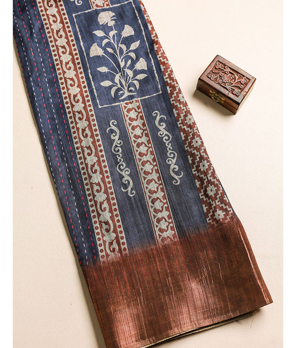 Semi tussar Temple border fabric