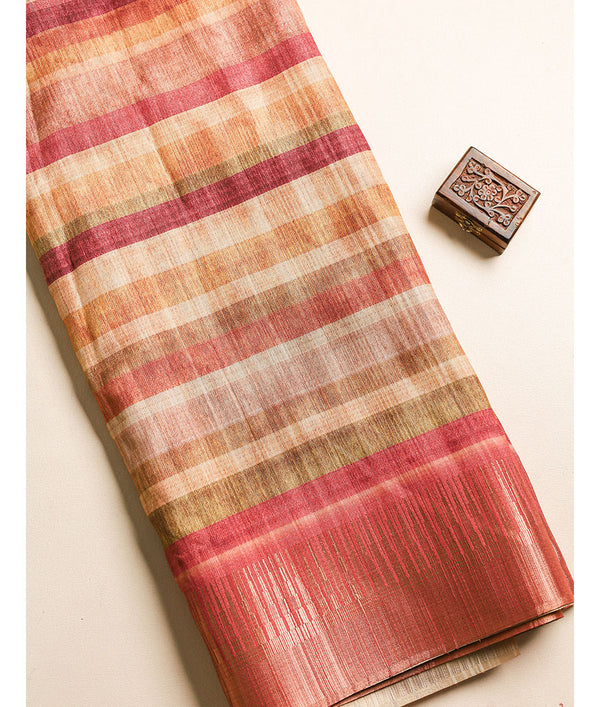 Semi tussar Temple border fabric
