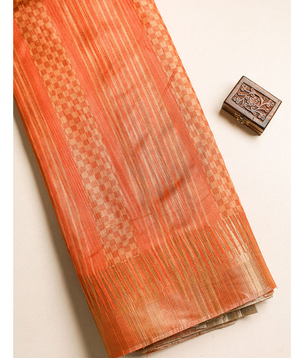 Semi tussar Temple border fabric