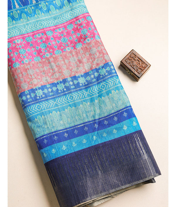 Semi tussar Temple border fabric
