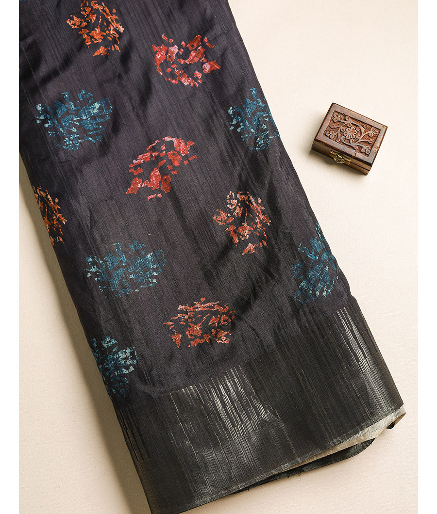 Semi tussar Temple border fabric