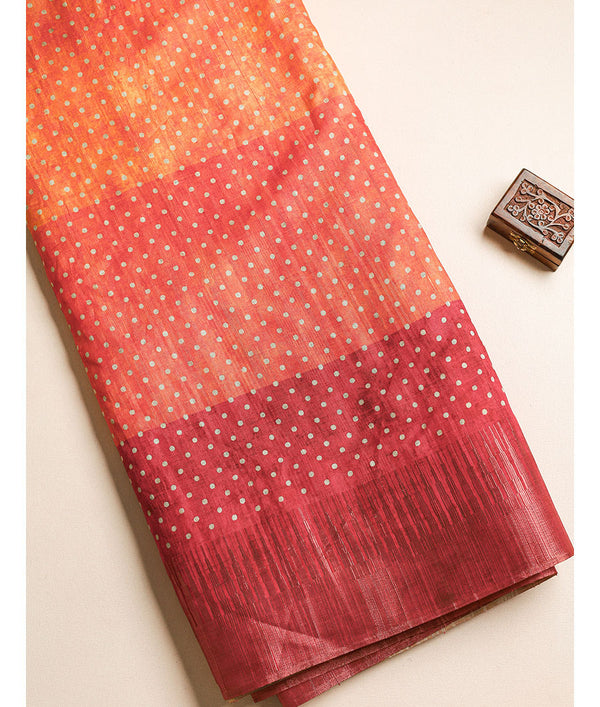 Semi tussar Temple border fabric