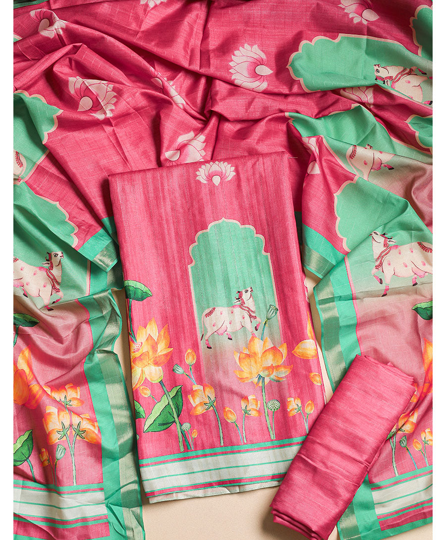 MRINAL SEMI TUSSAR PICHWAI SUIT SET