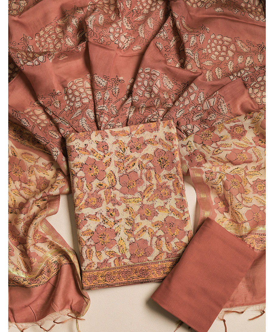 PURE COTTON HAKOBA SUIT SET WITH CHANDERI BLOCK PRINT DUPATTA – Fabloein