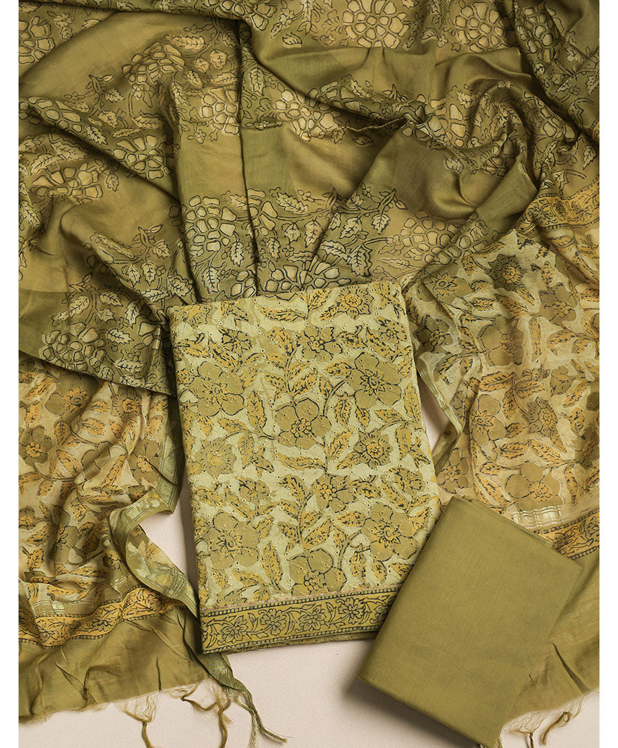PURE COTTON HAKOBA SUIT SET WITH CHANDERI BLOCK PRINT DUPATTA – Fabloein